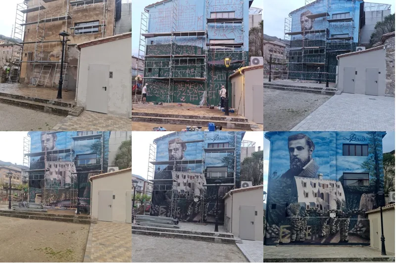 Mural d'Antoni Gaudí a la façana de la Pallissa, La Pobla de Lillet